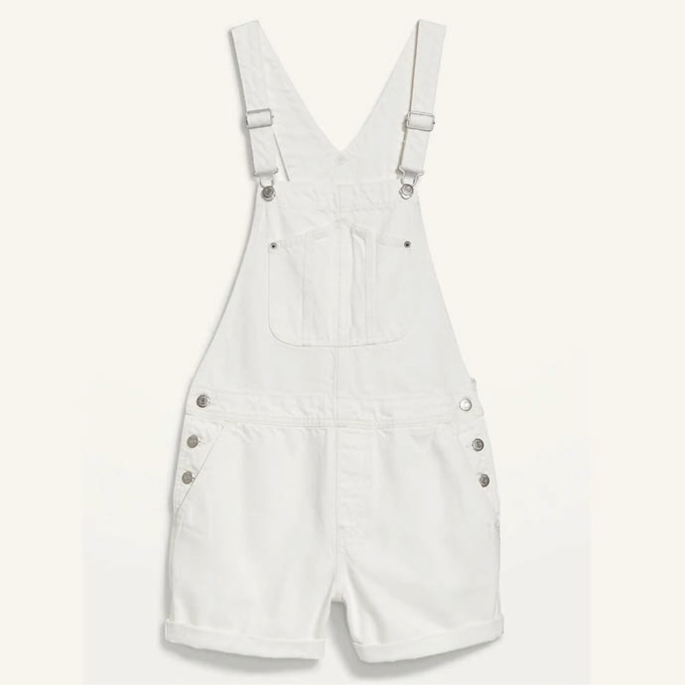 Old Navy White Jean Short Overalls - M / NWT